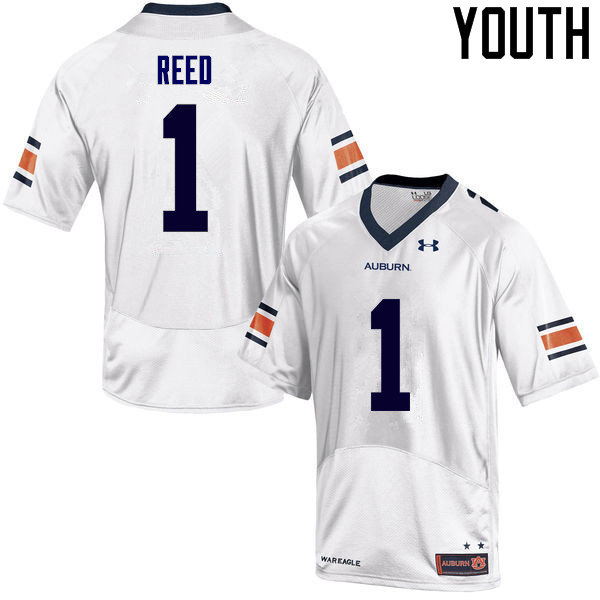 Youth Auburn Tigers #1 Trovon Reed College Football Jerseys Sale-White - Click Image to Close